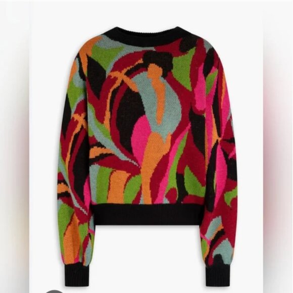 Farm Rio The Dance Knit Sweater Colorful Vibrant Abstract Pullover size M - Picture 3 of 10